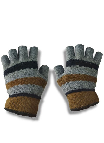 Buy Knitted Striped Half-Finger Winter Gloves in Egypt