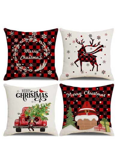 اشتري 4Pcs christmas pillow case pillow cover cushion cover for home decor 45*45cm في الامارات