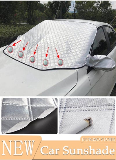 Buy Car Magnetic Windshield Snow Cover for Ice and Snow for Any Weather Winter Summer Thick Outside Frost Guard Windshield Sunshade Snow Cover with Side Mirror Cover UV Block Accessories in UAE