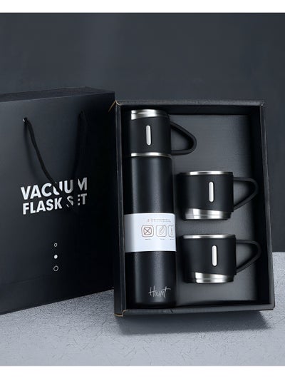 Buy Vacuum Insulated Flask 500ml Stainless Steel Thermo Bottle with 3pcs Cups for Coffee Water Hot and Cold Drinkware Flasks for Outdoor Sports Camping in UAE