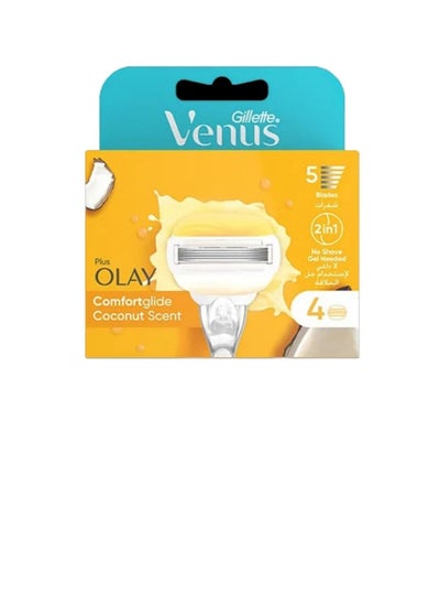 اشتري Venus ComfortGlide Womens Razor Blade Refills, 4 Count, Infused with Coconut Scent في الامارات