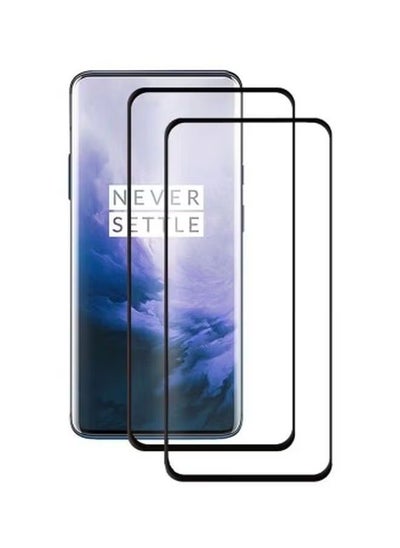 Buy Pack Of 2 Tempered Glass Screen Protector For OnePlus 7 Pro Black/Clear in UAE