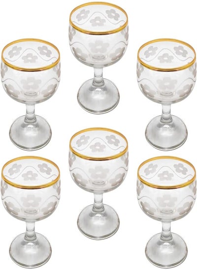 Buy Segaey Destina Turkish Jelly Glass/Golden Rim 011952/ Elegant design, Trusted Brand, Attractive shape of Jelly, Custard, Ice Cream, Fruit Salad/High Quality Materials in Egypt