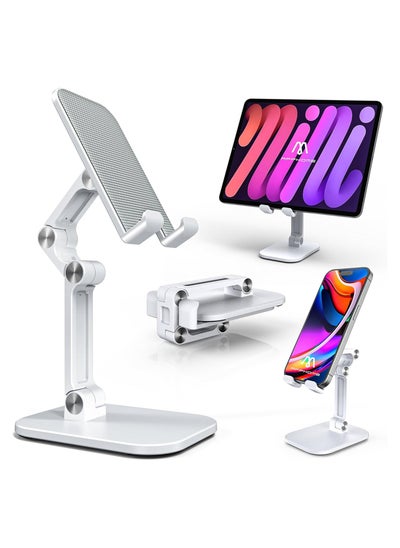 Buy Foldable Phone Stand With Adjustable Height and Angle for Desk (White) in UAE