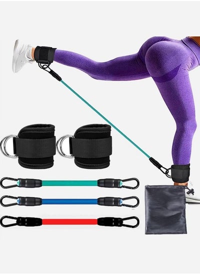 Buy 6Pcs Ankle Resistance Bands with Cuffs, Perfect for Home Workouts and Fitness Training, Resistance Bands for Leg Training Exercise Equipment, Kickbacks Hip Gluteus Training Exercises (Black) in Saudi Arabia