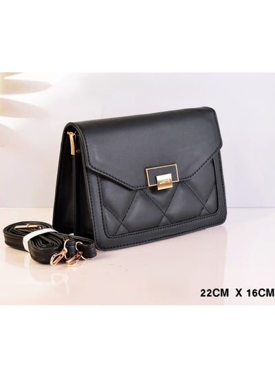 Buy Caramel Black Leather Crossbody Bag With Adjustable Shoulder Strap in Egypt