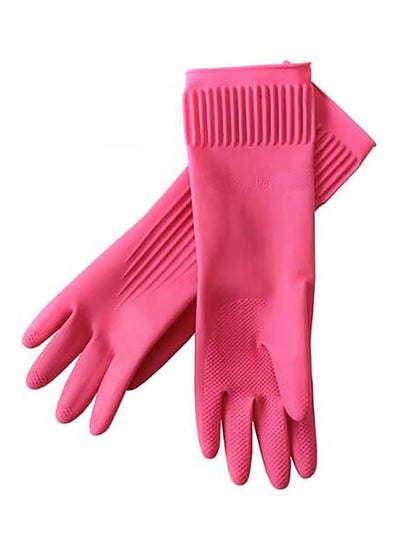 اشتري Kitchen Wash Dishes Cleaning Waterproof Long Sleeves Skincare Gloves Pair of 2 Pink في الامارات