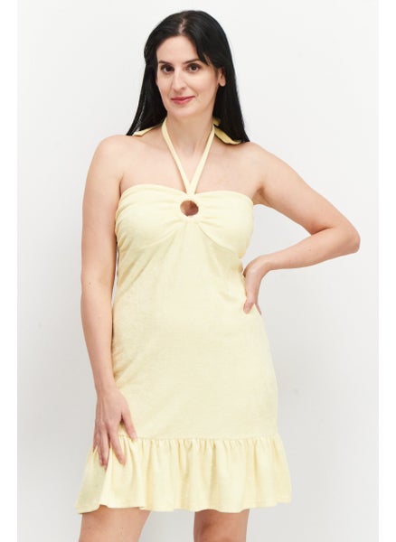 Buy Women Textured Mini Dress, Yellow in UAE