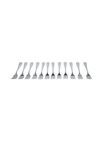 Buy 12-Piece Stainless Steel Dishwasher Safe Dessert Fork Set Silver 8 x 20 x 3 cm NCF-035SDF in Saudi Arabia