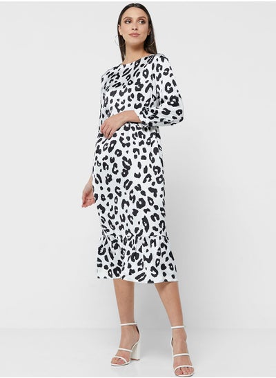 Buy Puff Sleeve Printed Dress in UAE