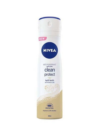 Buy Nivea Clean Protect With Pure Alum Antiperspirant For Women Spray Multicolour 150ml in Egypt