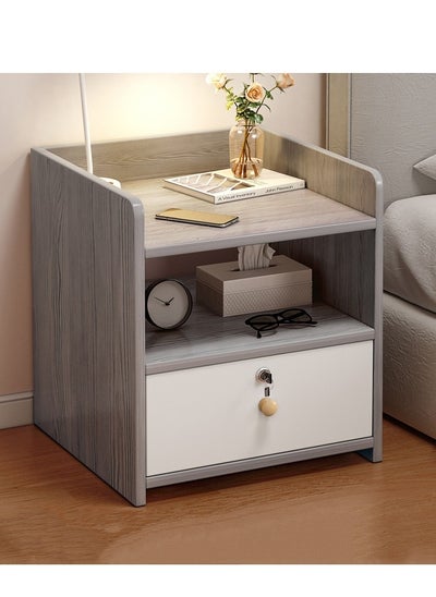 Buy Beside Table Nightstand,Sturdy Wood Nightstand With Storage Drawer And Shelf,Modern End Table Bedside Table For Bedroom,Dorm,Small Spaces,Gray White in Saudi Arabia