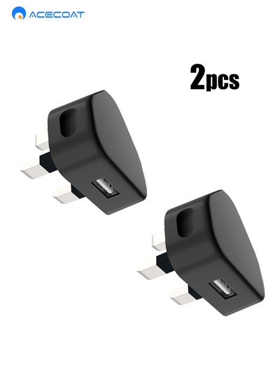 Buy 2PCS Universal Mobile Phone USB Wall Charger with UK Plug Power Adapter, Portable Travel Socket for iPhone 11/10/XS/XS Max/XR/X/8/7/6 Plus/5/4/ Samsung / Huawei / Android /iPad, Black (No Cable) in Saudi Arabia