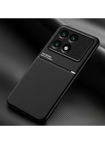 Buy Case Compatible with Xiaomi Poco X6 Pro 5G, Luxury PU Leather Silicone Anti-slip Anti-fingerprint [Support Magnetic Car Holder] Phone Protective Cover for Mi Poco X6 Pro (Black) in Saudi Arabia