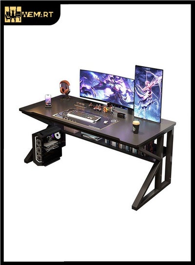 Buy Wemart Gaming Desk， Office Desk，Standing Desk，Home Office Desks，Corner Desk， Easy Assemble With Raised Shelf Black 140*60*72cm in Saudi Arabia