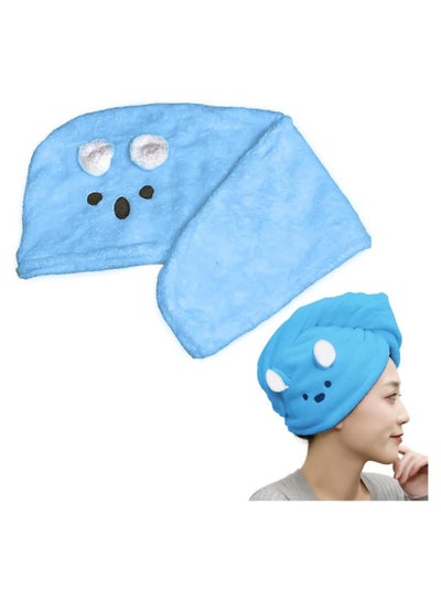 Buy hanso Hair Drying Cap Microfiber Rabbit-Shaped - Quick Drying, Gentle Care, and Fun Design hair turbans for wet hair, curly hair, hair drying towel (Blue) in Egypt