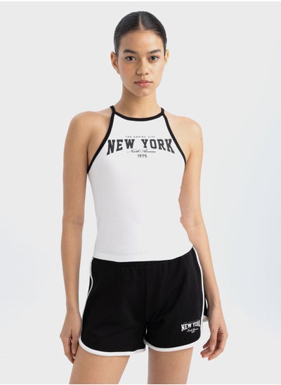 Buy Crop Top Ribana Crew Neck Sleeveless Undershirt in UAE