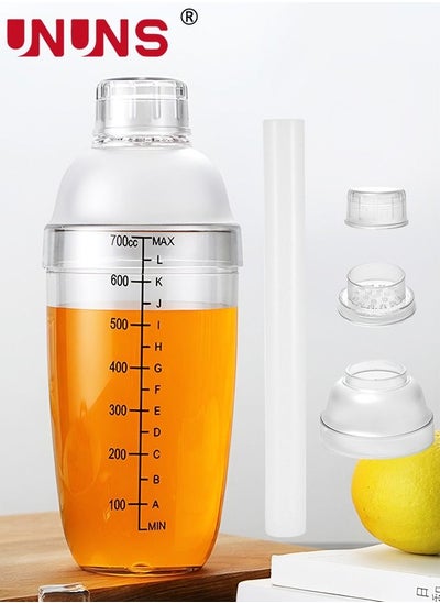 Buy Cocktail Shaker,3Pcs 700ml Martini Shaker,Anti-leakage Transparent PC Resin Milk Tea Drink Shaker For Kitchens,Bars,Coffee Shops,Hotels,Clubs in Saudi Arabia