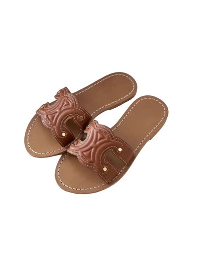 اشتري Leather Flip Flop For Women Stylish, Affordable, Daily Wear Ladies Slip On Elegant Slipper Made Of PU Leather في الامارات