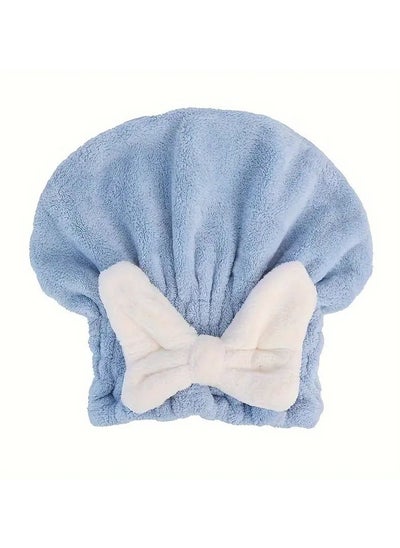 Buy 1pc Soft Hair Drying Cap With Bow, Coral Fleece Hair Towel For Bathroom, Women's Absorbent Quick-drying Shower Cap, Hair Wrap Towel For Wet Long Thick Hair, Bathroom Supplies in UAE