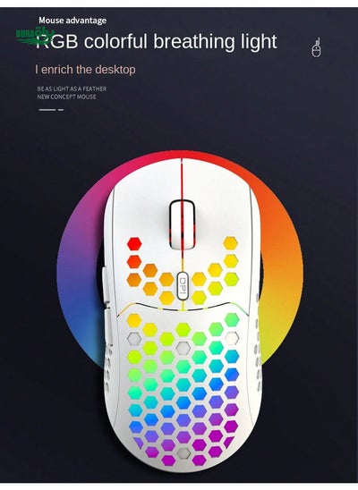 Buy 3200DPI Lightweight Wireless Mouse With 2.4G Connectivity & RGB Backlight, Adjustable DPI 3 Levels, Suitable For Desktop & Laptop PC, Model BL110 in UAE