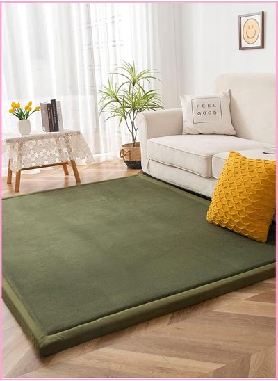 اشتري Nursery Rug Coral Velvet Crawling Rugs Mat Area Rugs Play Crawling Mat for Toddler Children Play Mat Yoga Mat Exercise Pads Carpet Green 150*200 في السعودية