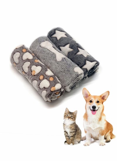 اشتري Blankets Set, 3 Pcs Soft Dog Cat Fleece Blankets, Super Soft Warm Sleep Mat Fluffy Premium Fleece Pet Blanket, 31"x20" في السعودية