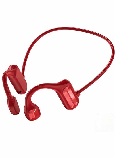 اشتري Bone Conduction Headphones Bluetooth Red Wireless Earphones Sports Headphones with Mic Waterproof Headset with Noise Canceling Microphone for Running Workout Driving Office Home Online Learning في السعودية