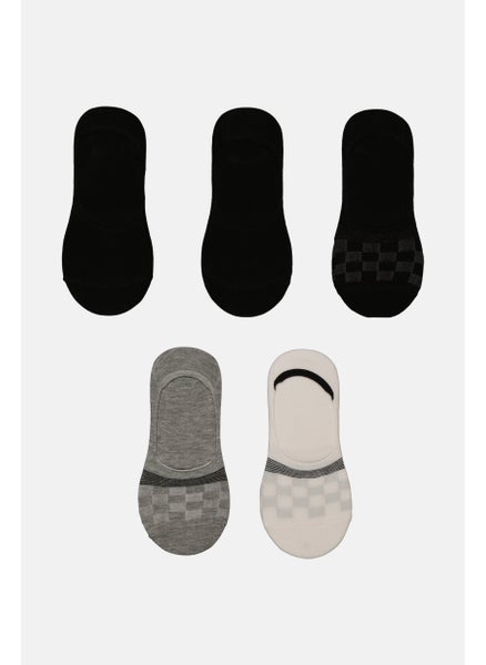 اشتري Men 5 Pair Duster Foot Liners Socks, White/Black/Grey في الامارات