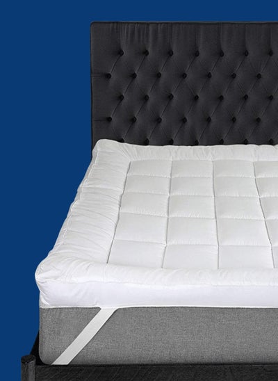 Buy Allergen free Cotton Mattress Topper With Elastic Corner Strap 10cm Thick 120x200cm in UAE