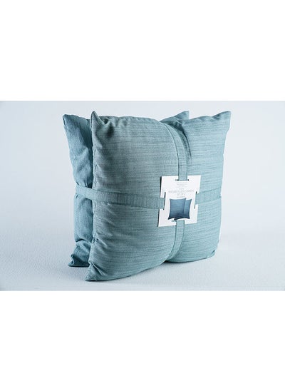 Buy Matka Texture 2 Piece Filled Cushion Set   43x43Cm   Surf Blue in UAE