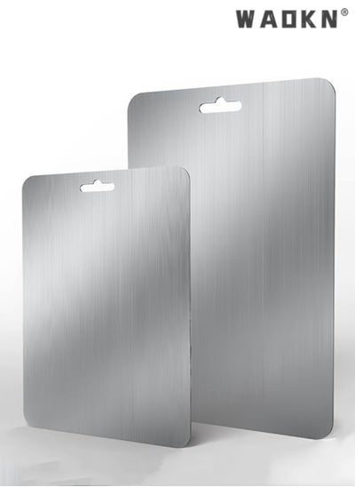 Buy 2-Piece Cutting Board Set, Including Large 14x9.8" & Medium 11.4x7.9" Stainless Steel Boards for Kitchen - Perfect for Meat, Veggies, Bread & Chopping Tasks in Saudi Arabia