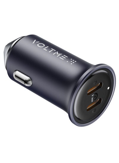 Buy Fast Car Charger Mini PD 30W Dual Port USB C Car Charger, V-Dynamic technology Alloy Car Adapter for iPhone 15 Pro Max/14/13/12/11, iPad Pro/Air 2/mini, Galaxy Oneplus 11 Pro, Huawei, Xiaomi- Blue in UAE