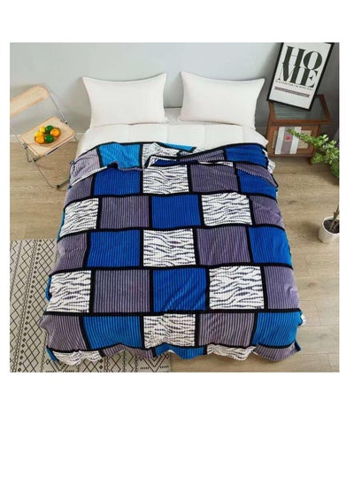 Buy Super Comfortable Soft Mink Feel Blanket Velvet Stripes Pattern Throw Blanket on Sofa/Bed/Travel Breathable in UAE