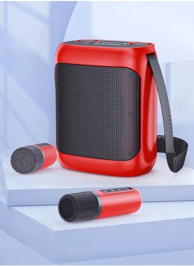 Buy Outdoor Karaoke Straps Speaker with Dual UHF Wireless Bluetooth Mic Speaker with Microphone in UAE