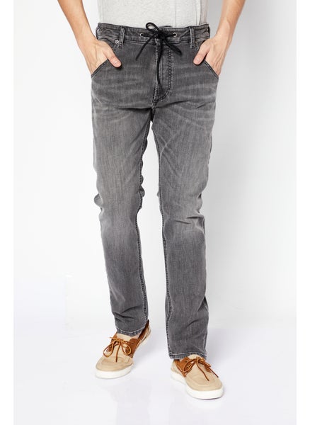 اشتري Men Regular Fit Solid Stretchable Denim Jeans, Wash Black في الامارات