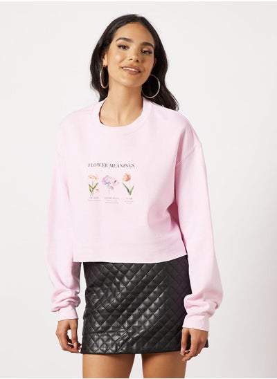 Buy Flower Meaning Crop Sweatshirt in UAE