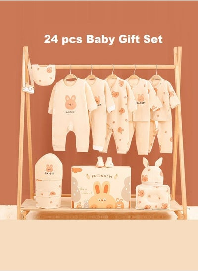 اشتري 24 Sets of Cotton Rabbit Printed Baby Clothes Pack, Newborn Gift with Gifting Bags في الامارات