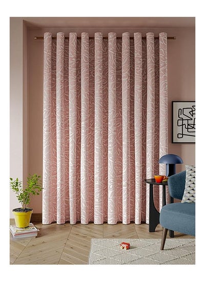 Buy Linen Velvet Printed Leaves Sheer Curtain With Steel Grommets 1 Pcs in Egypt