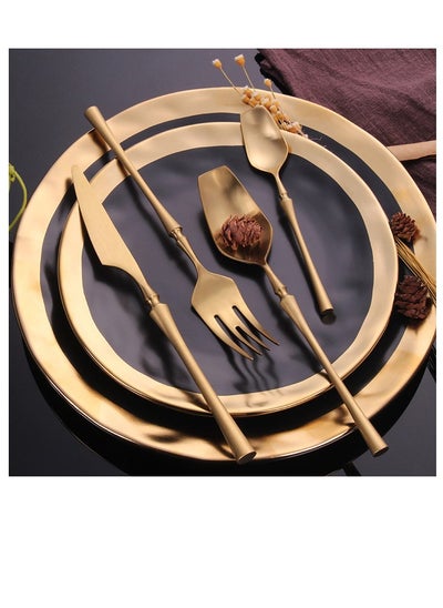 Buy Matt Modern Full Gold Cutlery Set in UAE