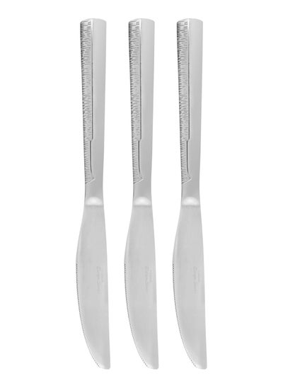 Buy 3-Piece Dinner Knife 22.5cm, Stainless Steel Cutlery Set Flor Series in UAE