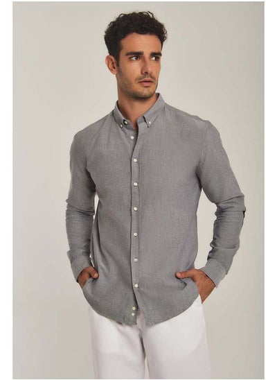 Buy Fancy Slim Fit Washed Cotton Oxford Shirt With Elbow Patch in Egypt