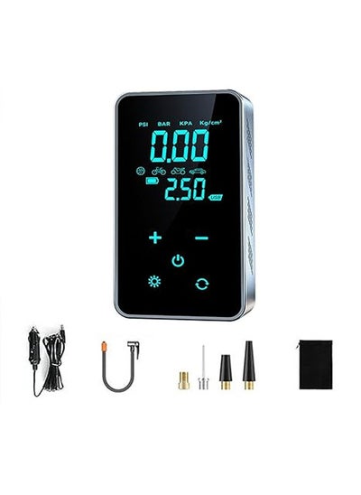 اشتري Full touch screen car portable air pump for car air compressor, electric tire inflator for inflating cars, bicycles, balls, swimming rings and other inflatable items في السعودية