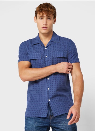 Buy Short Sleeve Indigo Check Shirt in UAE