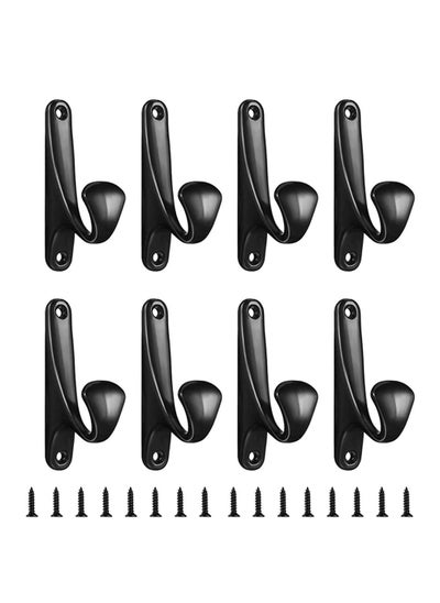 اشتري 8 Pack Metal Wall Mounted Coat Hooks, Wall Hooks Wall Mounted Coat Hooks, Aluminum Alloy Heavy Duty Coat Hooks, Single Hooks with Screws for for Coats, Handbags, Towels, Hat, Backpack Black في الامارات