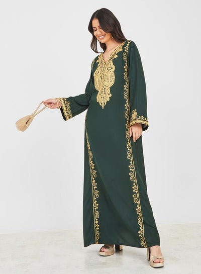 اشتري A-Line Jalabiya with Gold Embroidery في السعودية