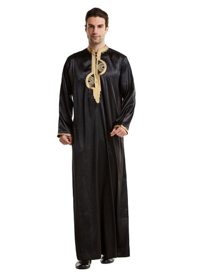 Buy Standing Collar Embroidered Robe in Saudi Arabia