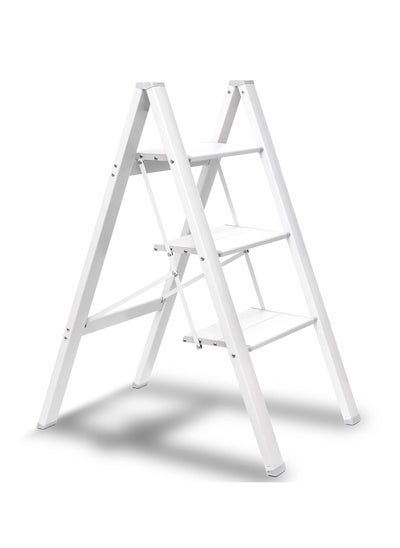 Buy 3-Step Black Aluminum Lightweight Folding Stool Ladder in UAE