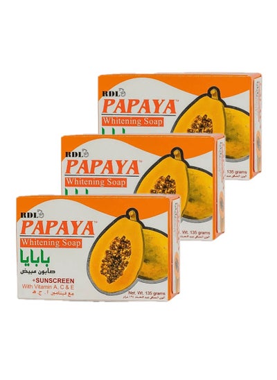 Buy Papaya Whitening Soap , sunscreen with Vitamin A,C,& E 135 grams X3 in Saudi Arabia