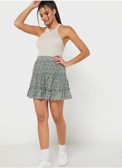 Buy Tiered Printed Mini Skirt in UAE